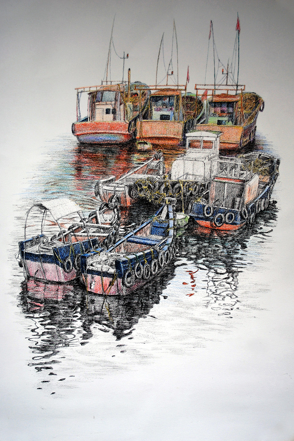 OY水溶彩铅钢笔画：石塘碧色（图ZMzk2NTMwNA==） - 绘画 - 站酷设计师欧阳鹏杰_OY原创素材 - 站酷ZCOOL