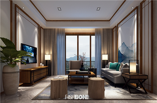 鱼骨设计事务所-东南亚与中式风格混搭别墅