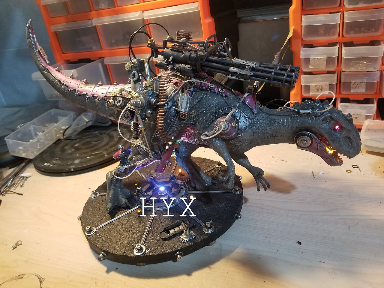 hyx原创手工制作机械暴虐霸王龙立体艺术