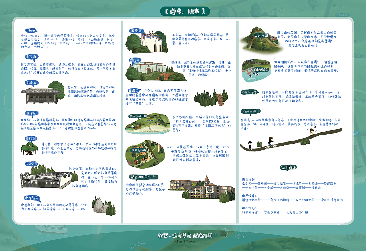 金辉淮安半岛 手绘游玩地图（图ZNDEzMzExODg=） - 商业插画 - 站酷设计师丁苏苏绘旅行原创素材 - 站酷ZCOOL