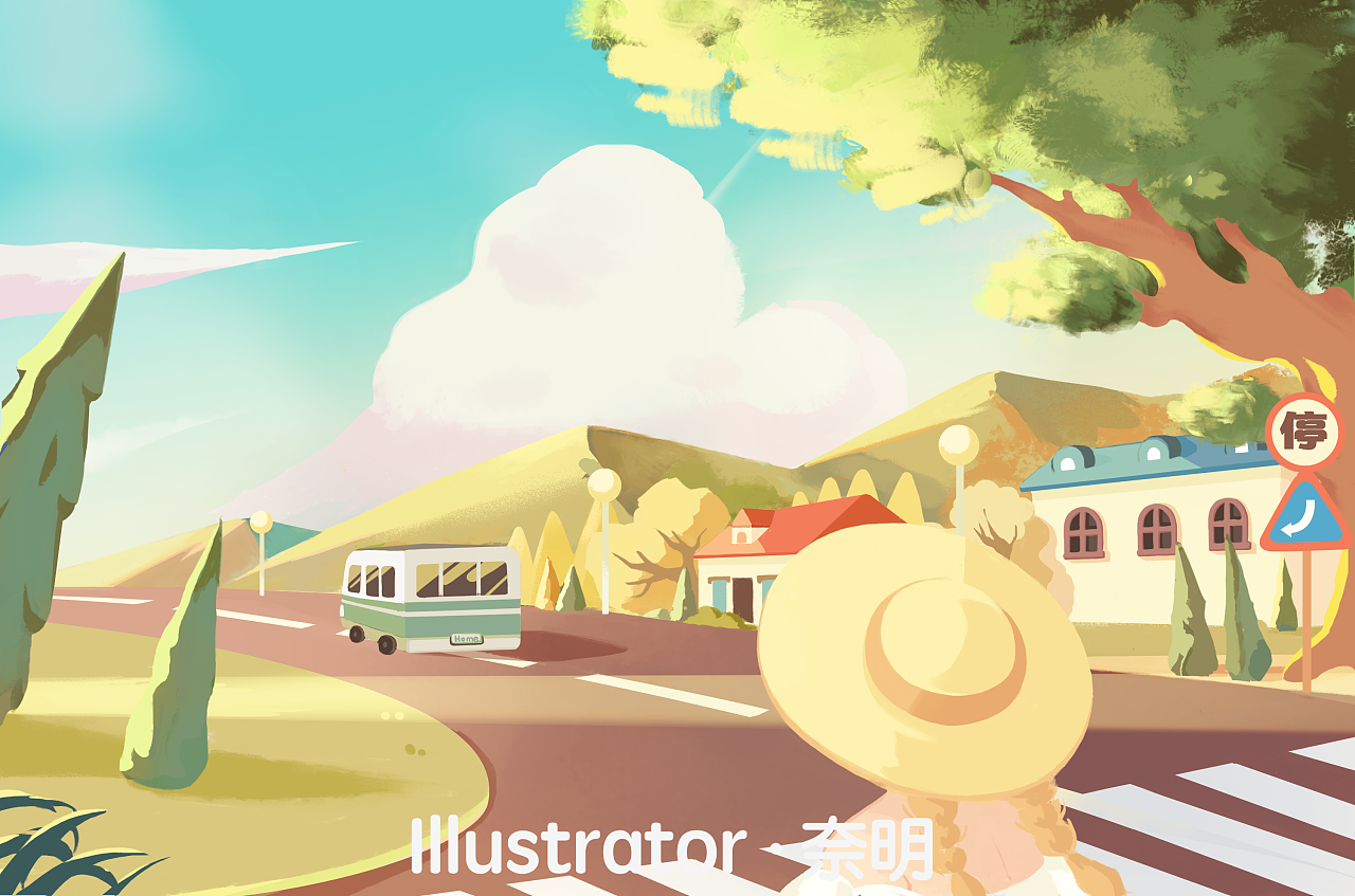 家乡系列插画-山之城