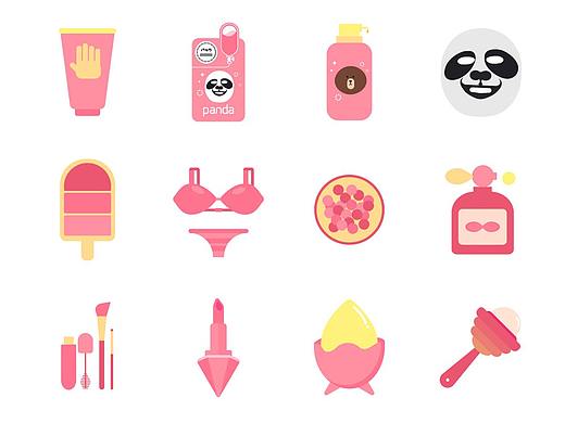 扁平化化妆品图标