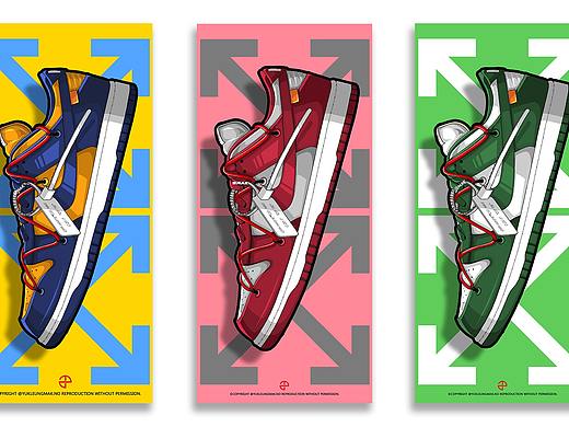 OFF-WHITE X NIKE DUNK SB LOW三色插画