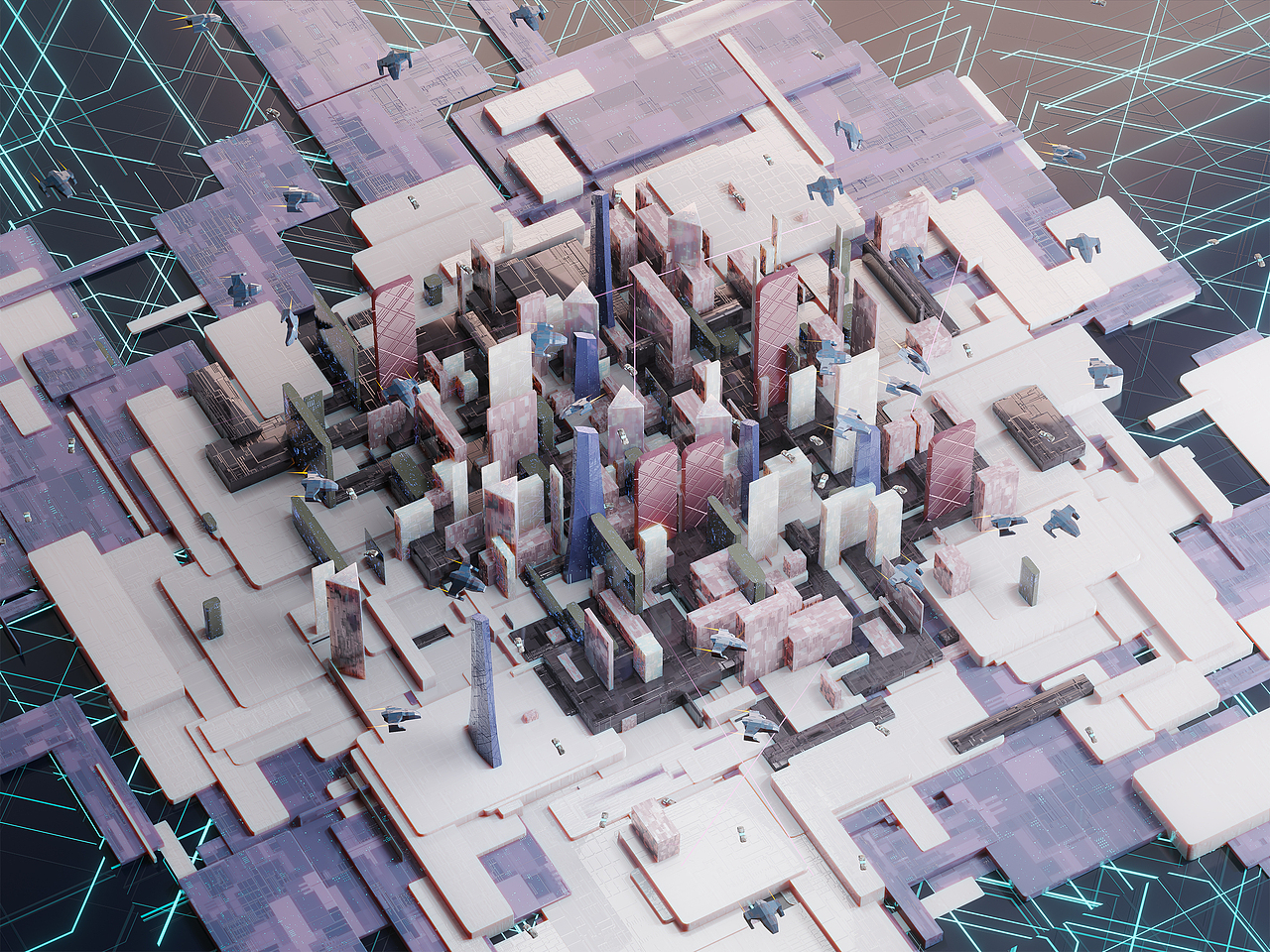 Blender科技风城市Eevee建模打光渲染（图ZMTk0NTIzNjA4） - 建筑/空间 - 站酷设计师一虹视觉原创素材 - 站酷ZCOOL