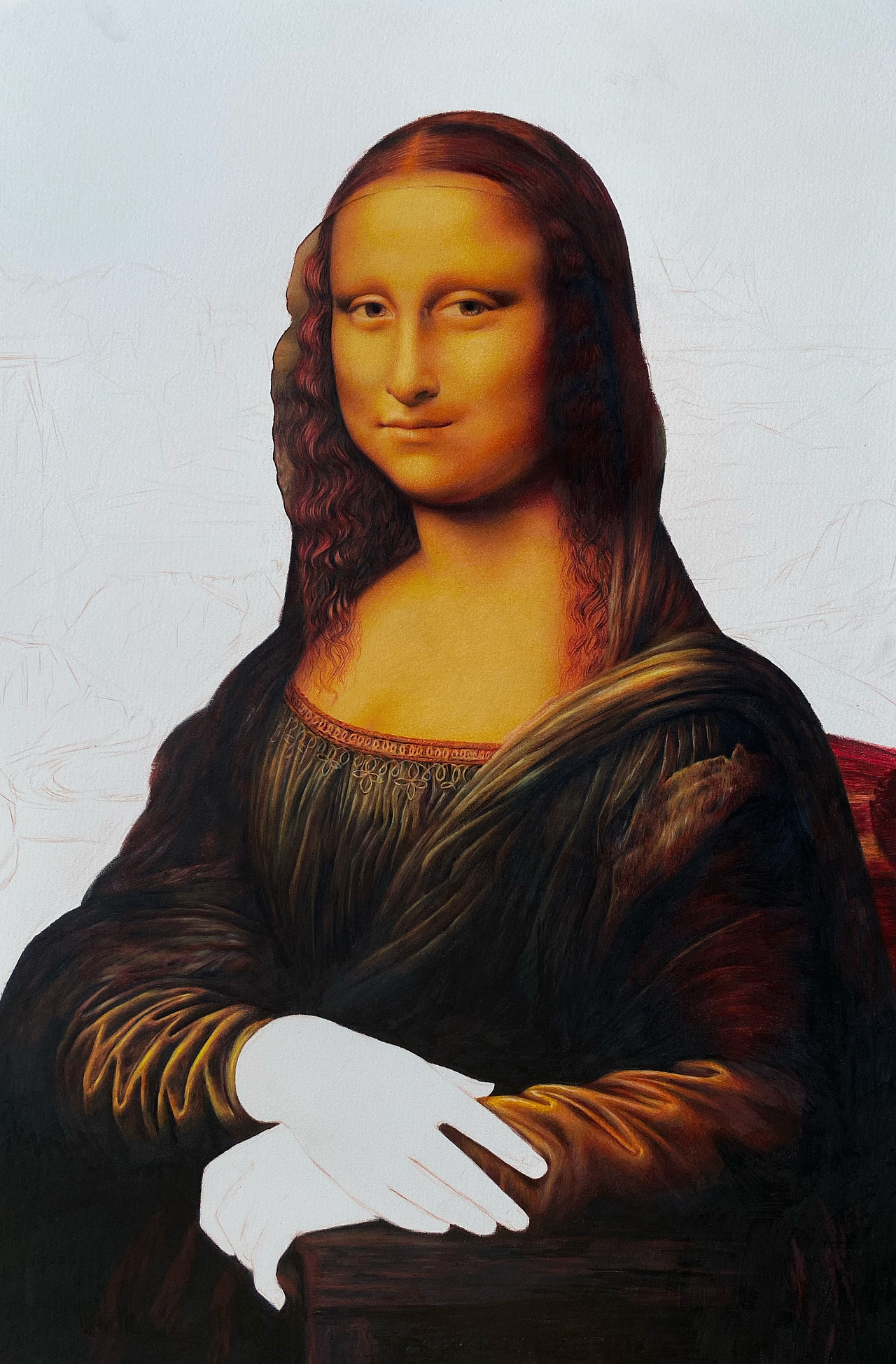 彩铅人物-《蒙娜丽莎》临摹_丹子何-站酷zcool