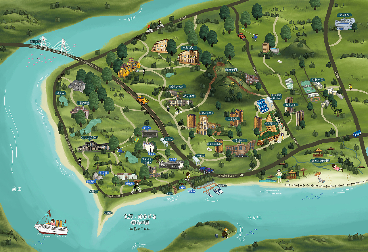 金辉淮安半岛 手绘游玩地图
