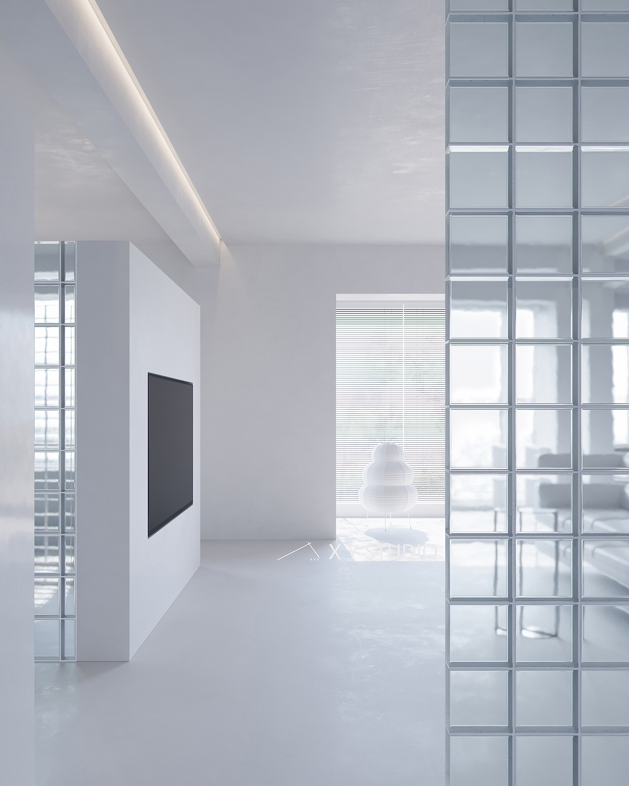 纯白空间--cr渲染·客厅