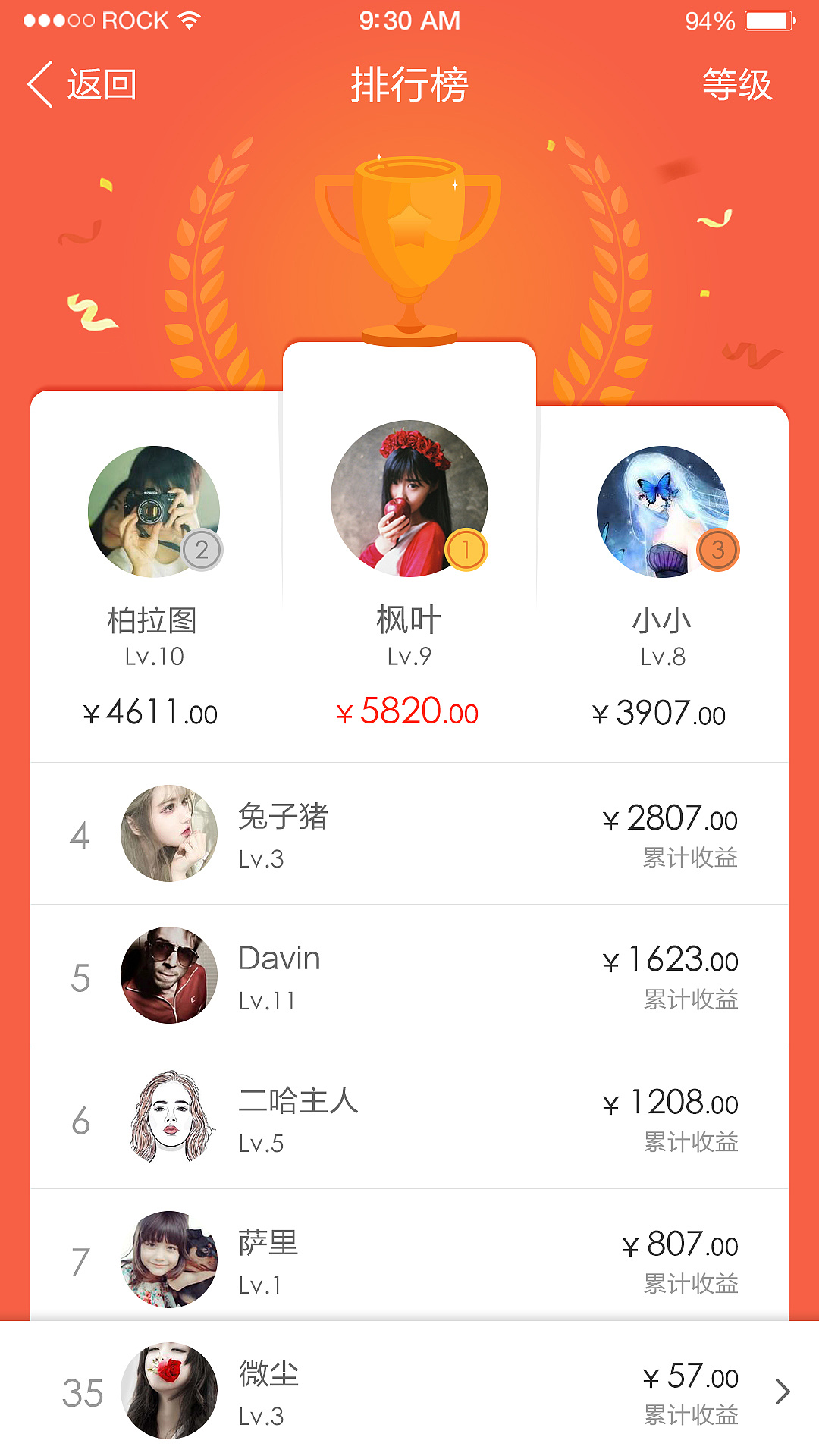 排行榜|ui|app界面|yanhongyun - 原创作品 - 站酷 (zcool)