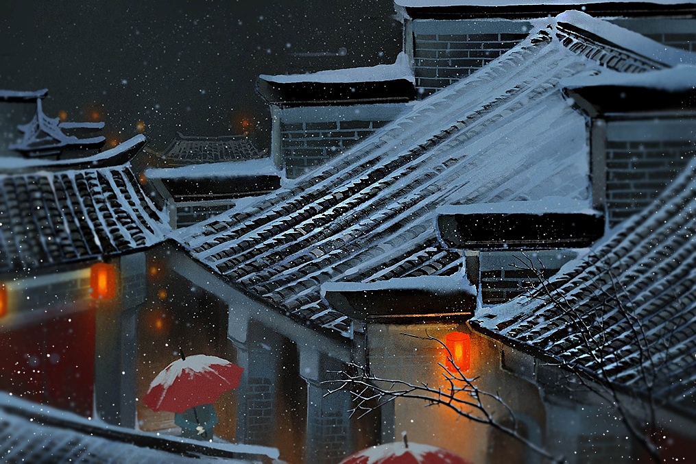 风雪夜（图ZMTI5NDI0NDY0） - 商业插画 - 站酷设计师酥元棠原创素材 - 站酷ZCOOL