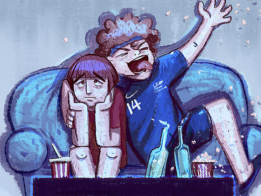 【 世界杯期间的球迷。】