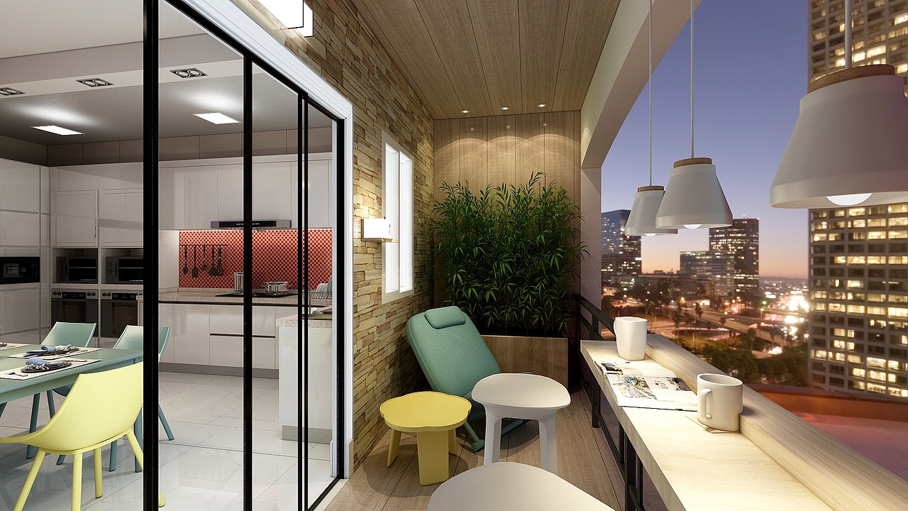 在厨房外窗的侧面,种上体量和密度都比较高的植株,希望可以在高层住宅里实现出一些户外庭院的感觉。