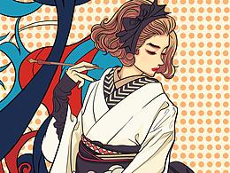 日系画风，中国风插画