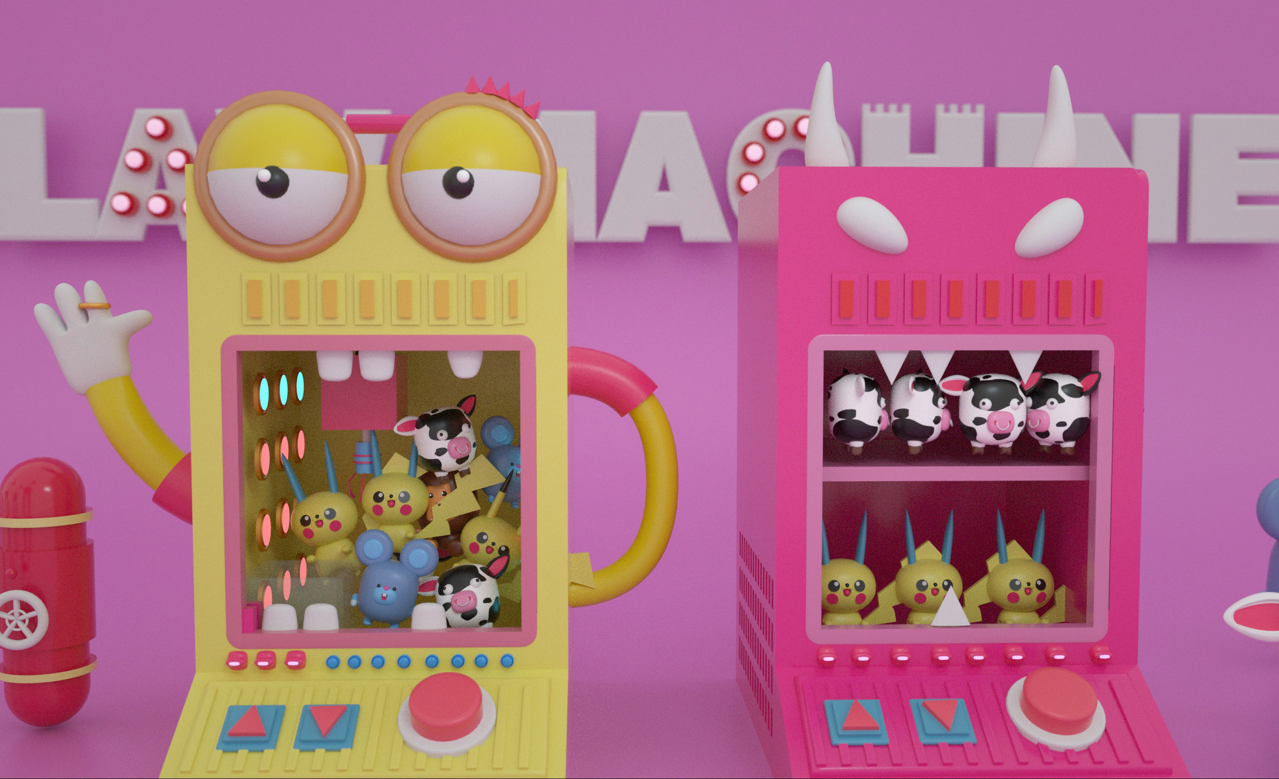 c4d娃娃机 claw machine卡通|动漫|动画片|sarayueyangxiao - 原创