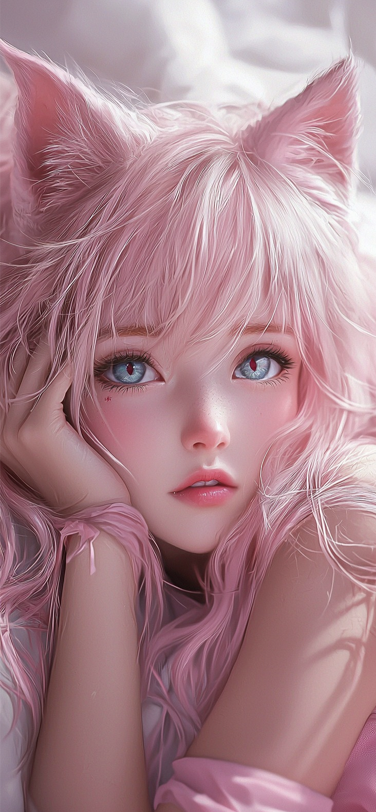 可爱猫耳女孩(粉色系壁纸)