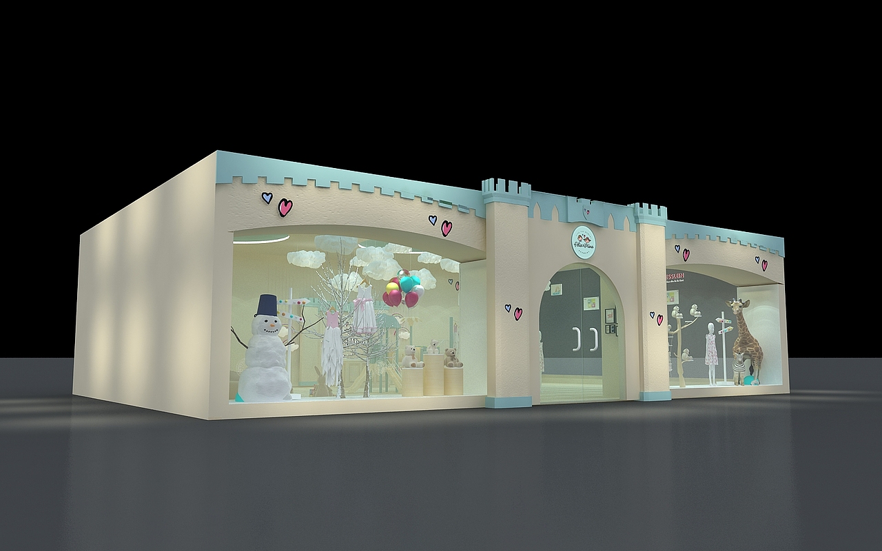儿童服装店 效果图设计 3d设计 展厅设计
