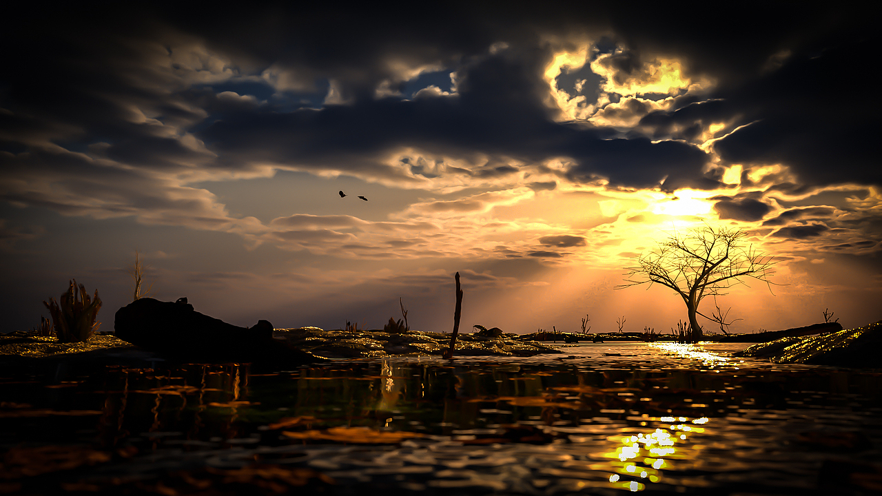 夕阳|三维|场景|天使丽丽叔_原创作品-站酷zcool