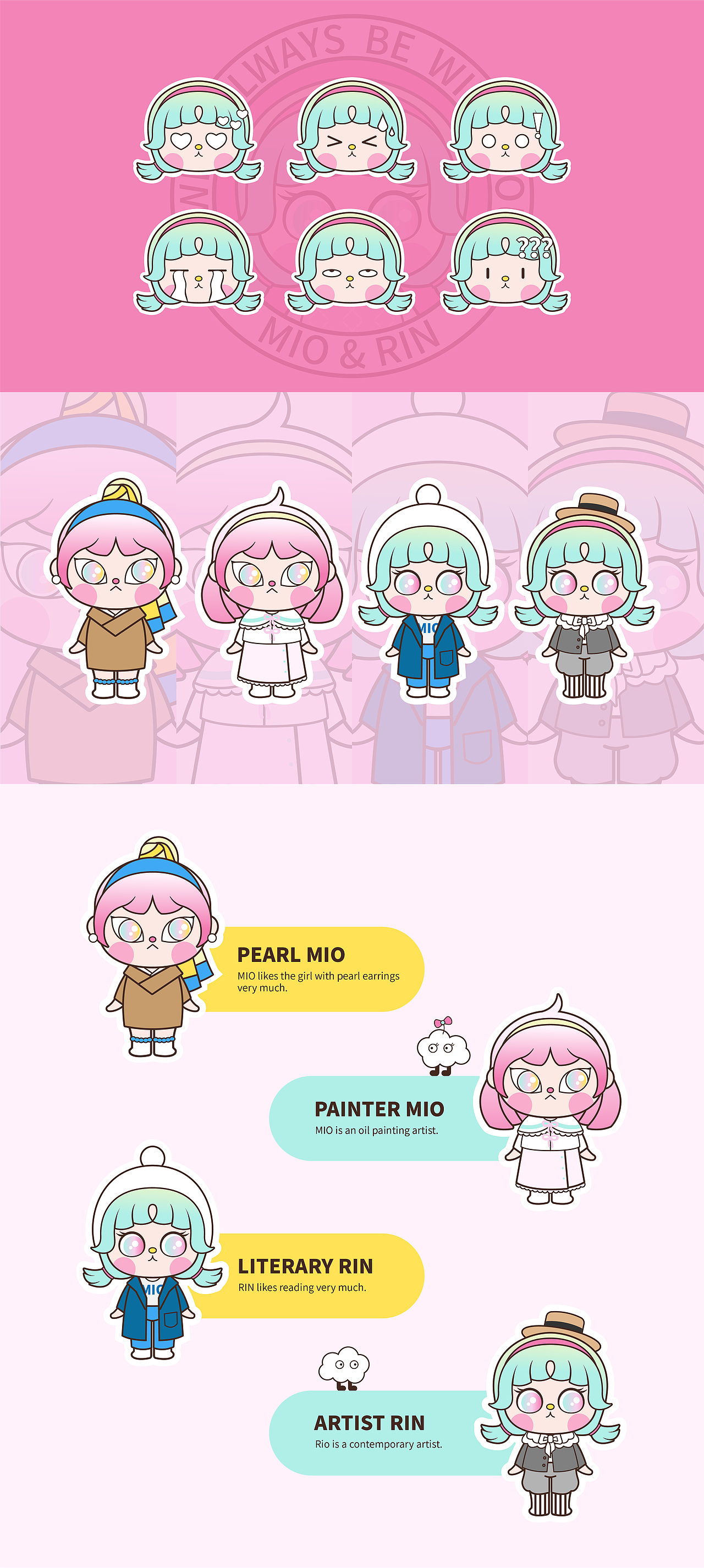 MIO&RIN卡通人物（图ZMjQyMDIxODI0） - IP形象 - 站酷设计师曦之瓜Kinoko原创素材 - 站酷ZCOOL