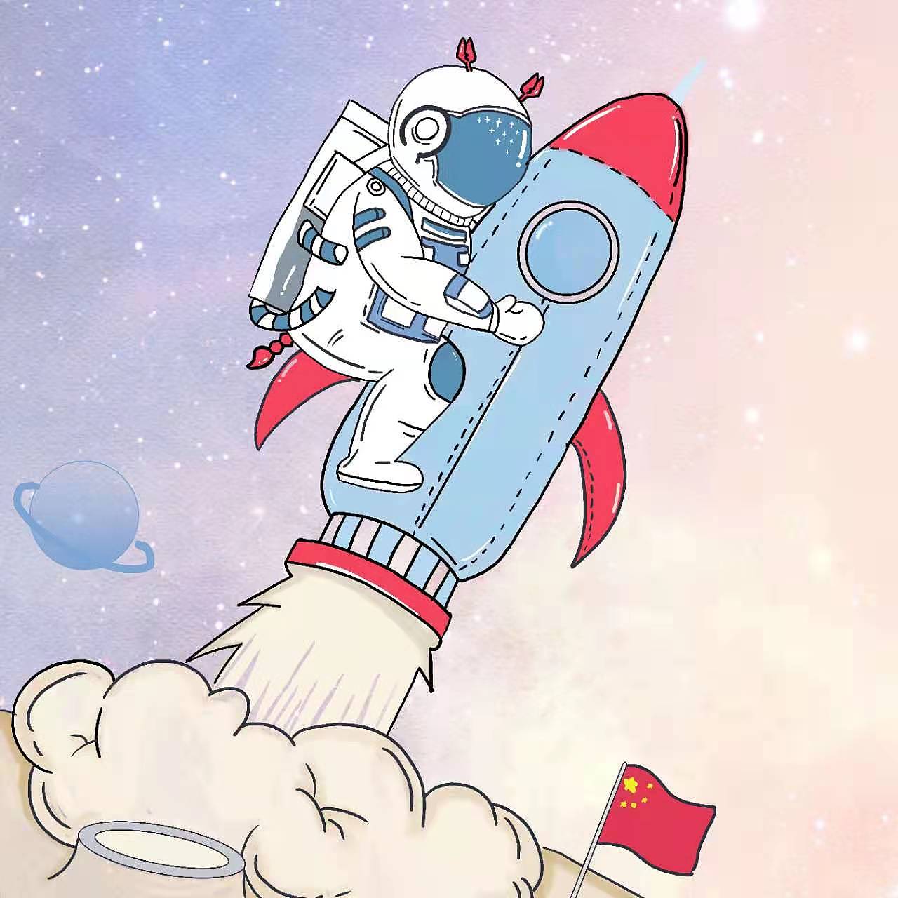 宇航员（图ZMjkwNzk2NzE2） - 商业插画 - 站酷设计师哆啦A梦的小糖块原创素材 - 站酷ZCOOL