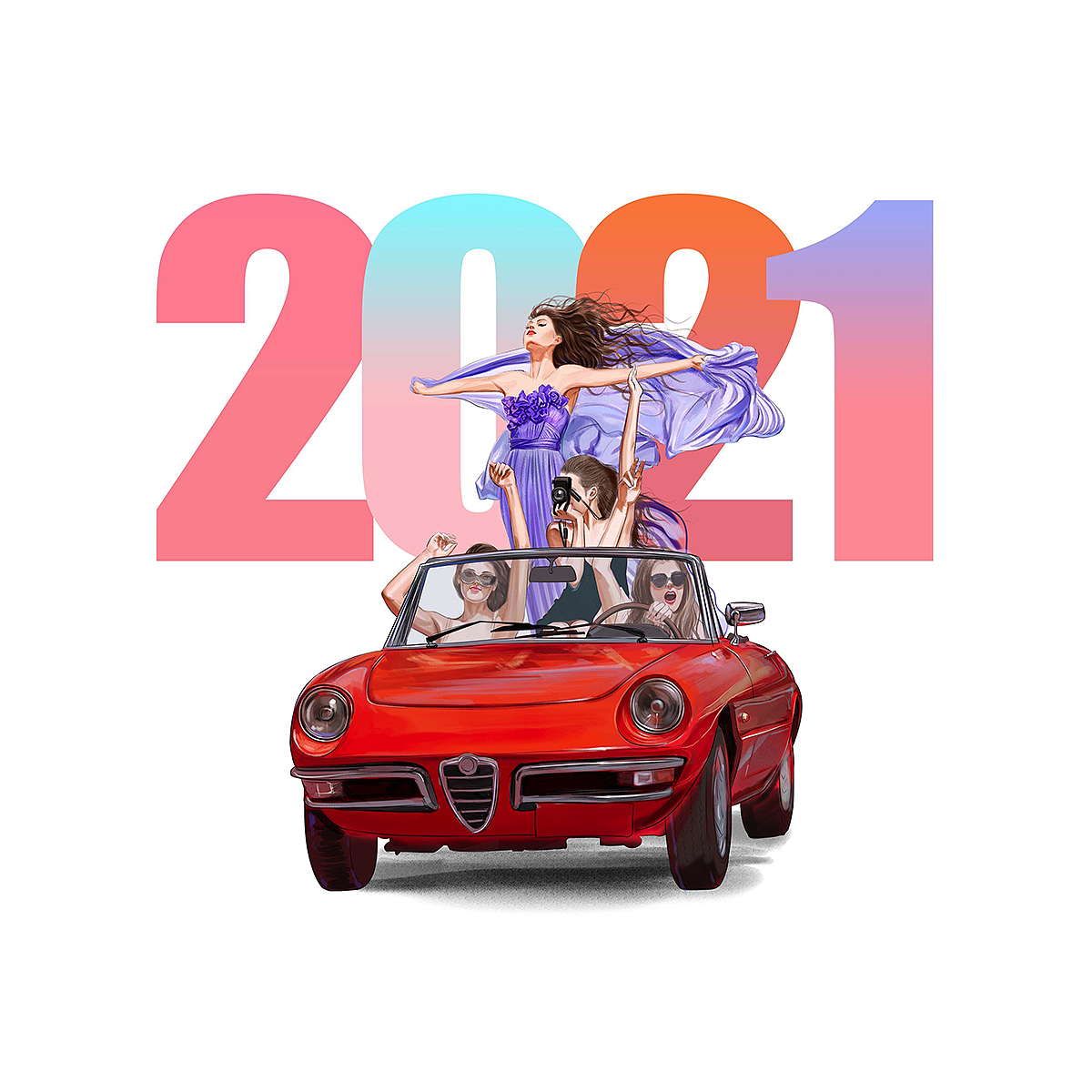 2021 而今迈步从头越 ，留住时光 打磨岁月 新年快乐！（图ZMjM4MTE1MTY0） - 商业插画 - 站酷设计师倾轻松原创素材 - 站酷ZCOOL