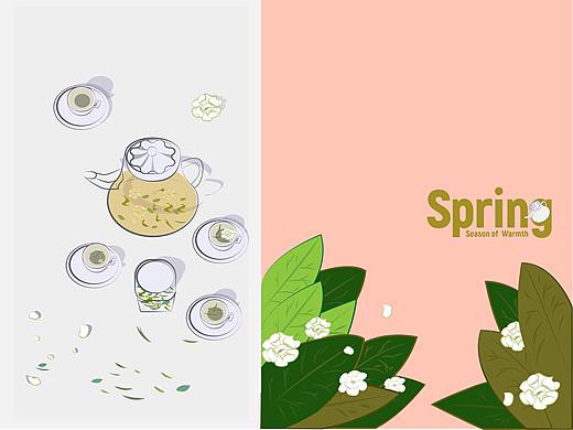 春季海报-茶（个人主页-ZNDUxMjczODg=） - 商业插画 - 站酷设计师月下小朋友原创素材 - 站酷ZCOOL