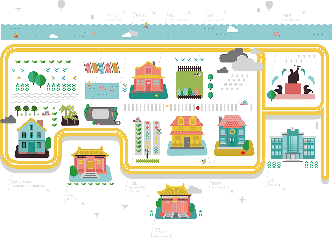 举报20分享原创作品平面宣传物料地图卡通养老院可爱插画大妖dayao大