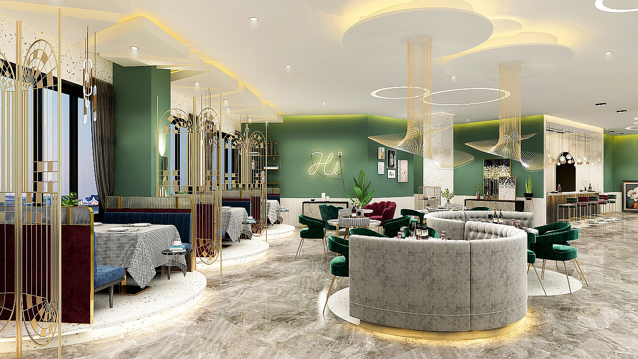 西餐厅设计,那一抹绿色是意外的惊喜