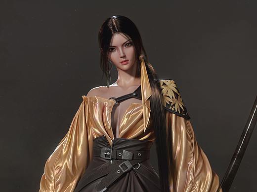 身披色金战衣，手拿黑色斩刀！3D高精度模型作品