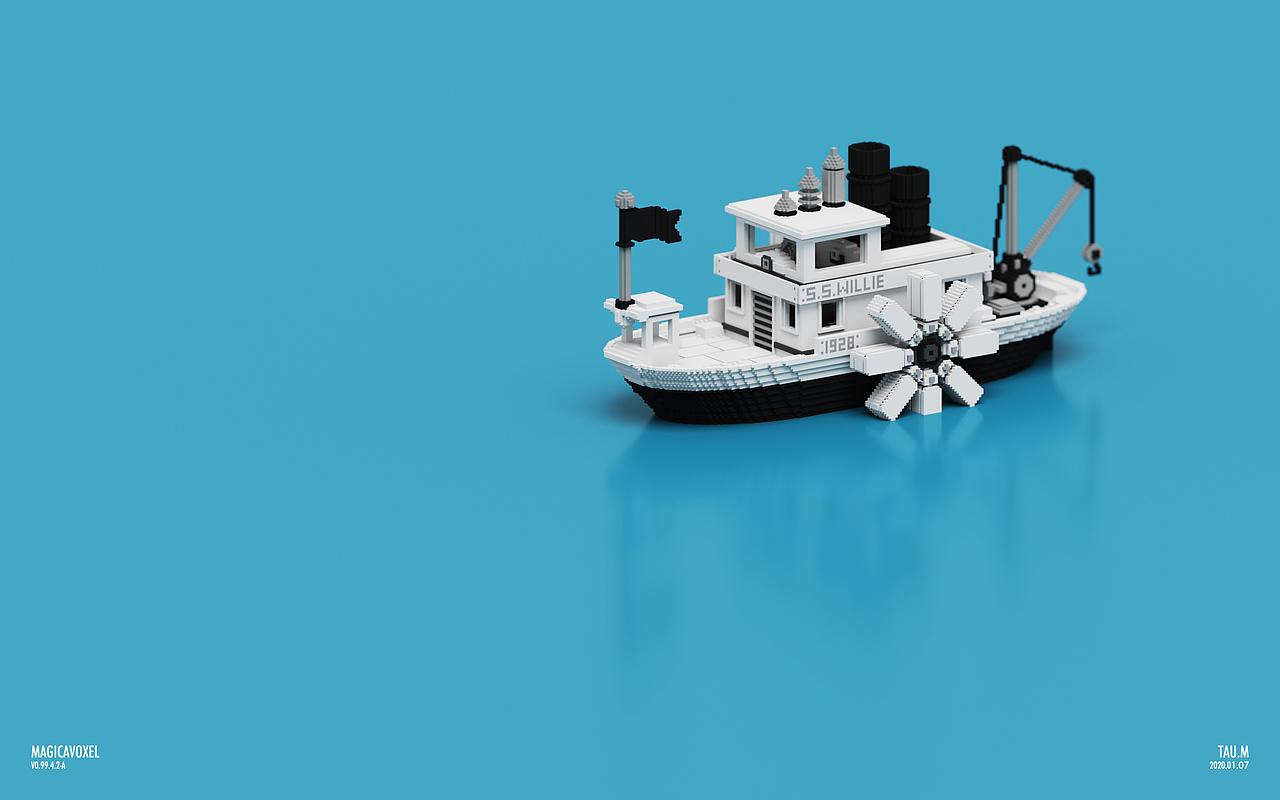 magicavoxel像素体的日常之蒸汽船威利号