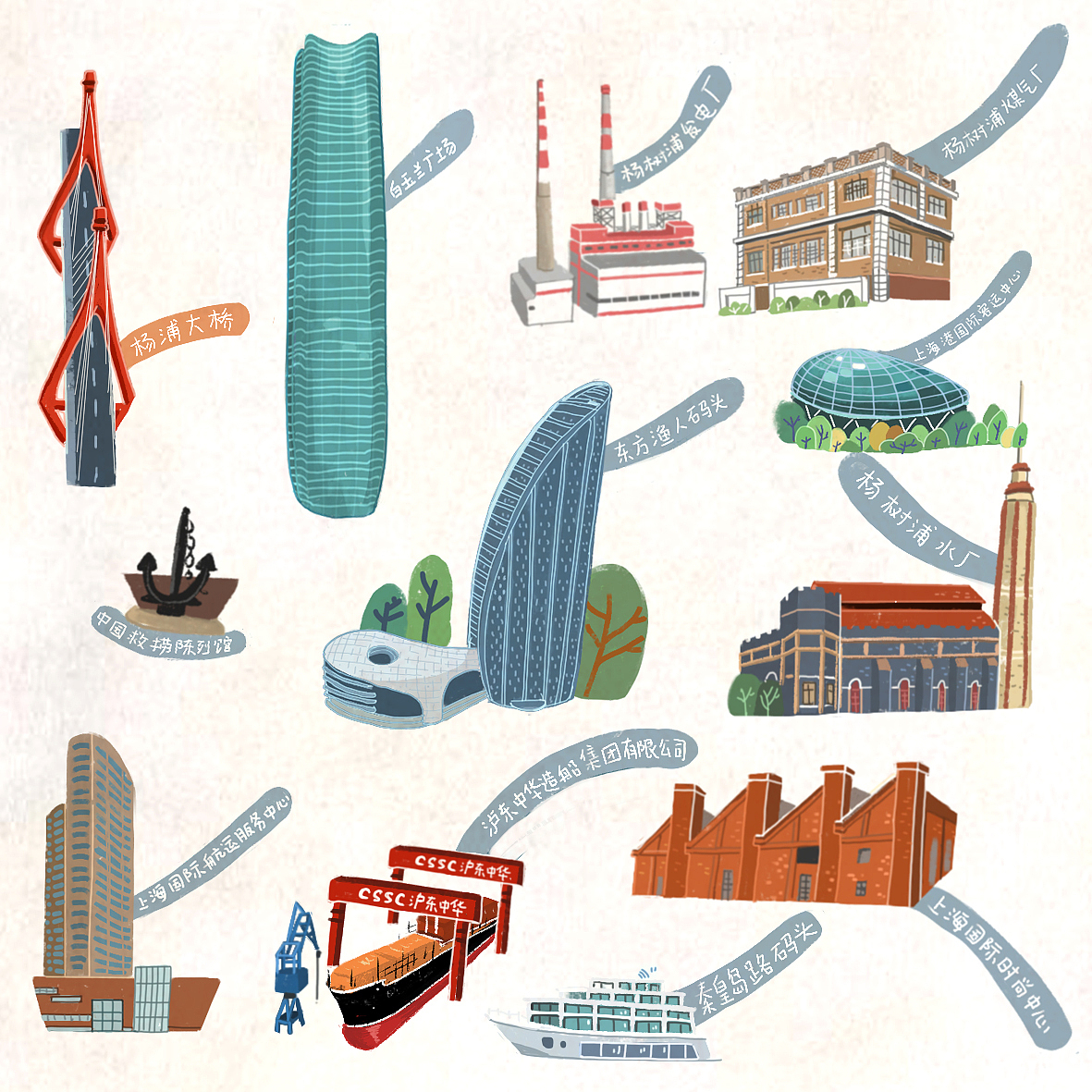 上海黄浦江游览地图（图ZMTE4MjAyOTg4） - 商业插画 - 站酷设计师miao9原创素材 - 站酷ZCOOL