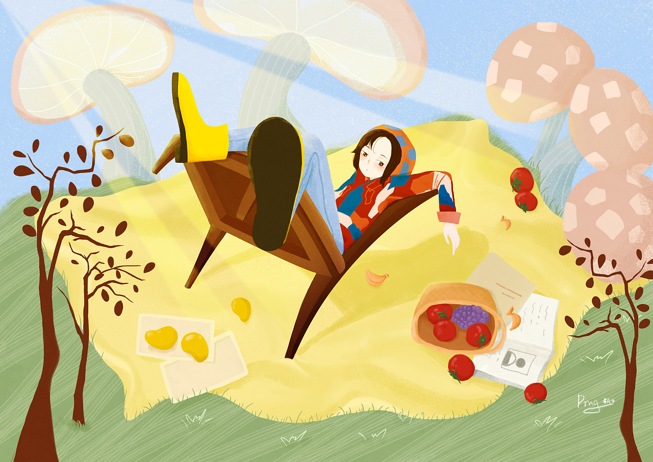 【插画】农村少女的悠闲时光