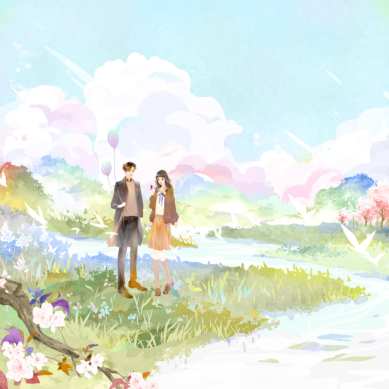 双人|插画|商业插画|墨猫猫 - 原创作品 - 站酷 (zcool)