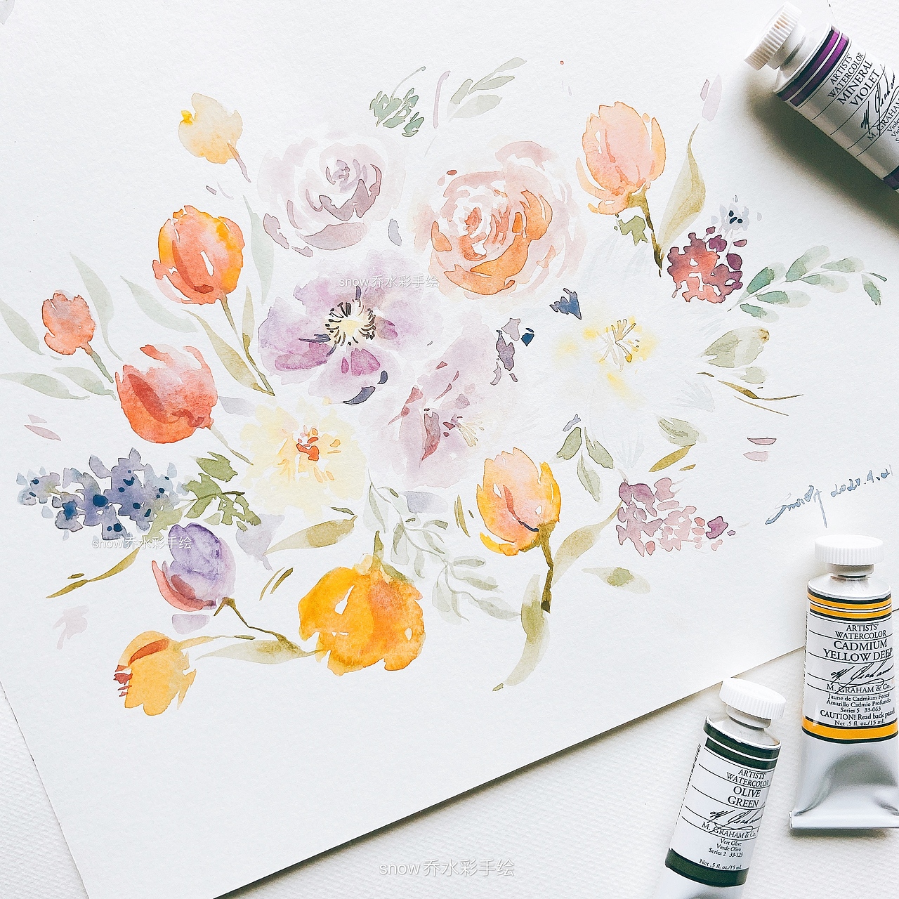 水彩｜花卉插画（图ZMjA5NDQzMjE2） - 绘画 - 站酷设计师snow乔水彩手绘原创素材 - 站酷ZCOOL