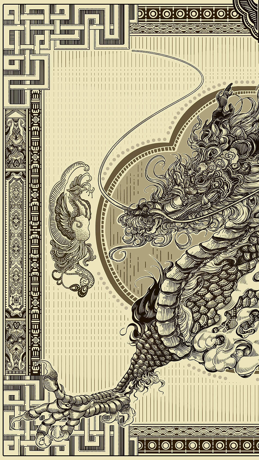 神龙•瑞兽国潮装饰插画（图ZMzU0ODUxMzE2） - 商业插画 - 站酷设计师玉米炒饭原创素材 - 站酷ZCOOL