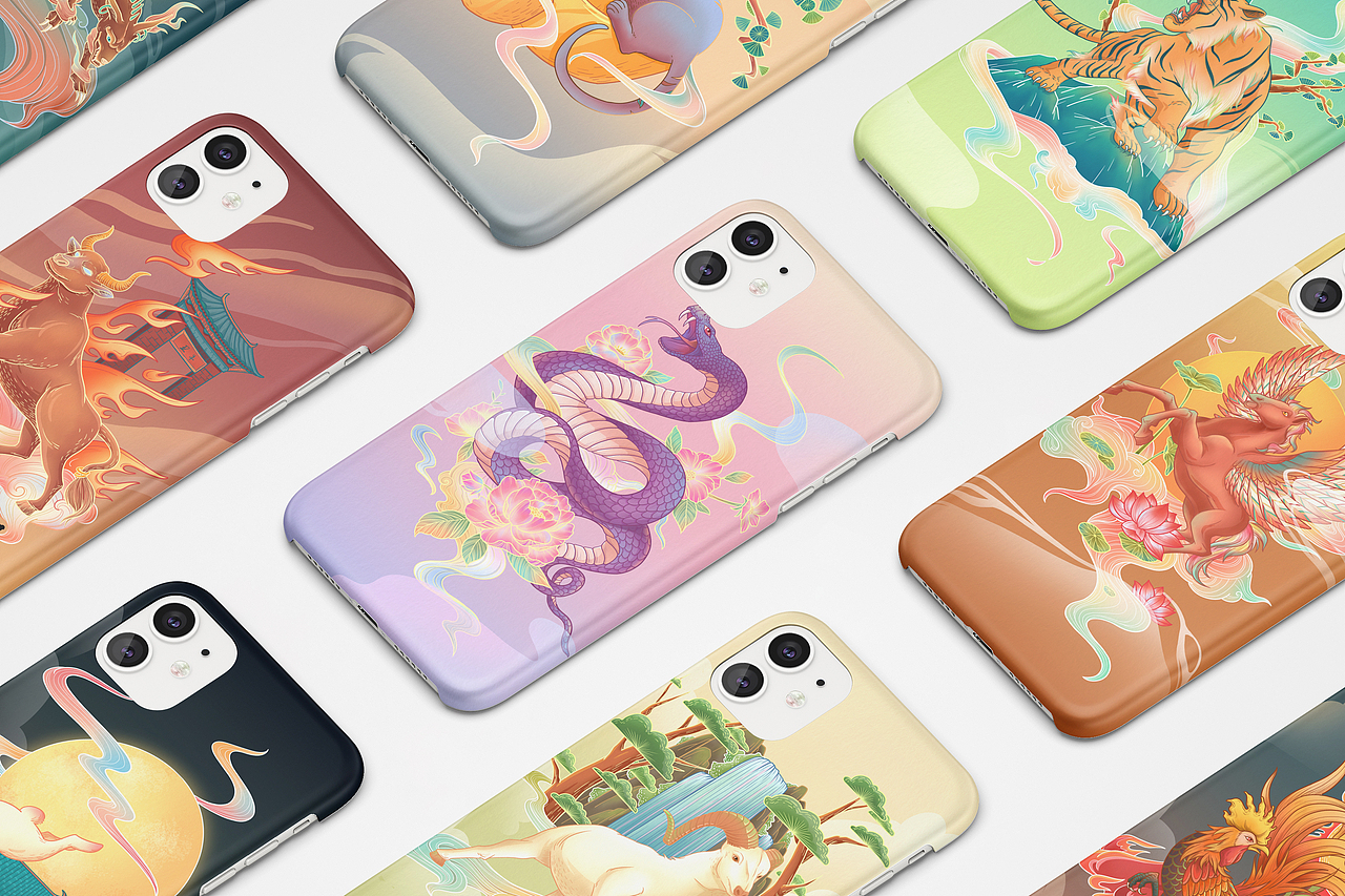 手机壳插画展示