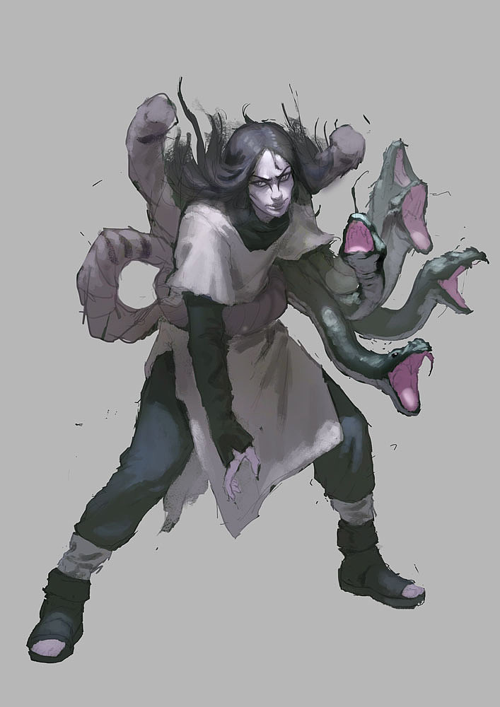 米罗老师同人作品大蛇丸绘画步骤详解