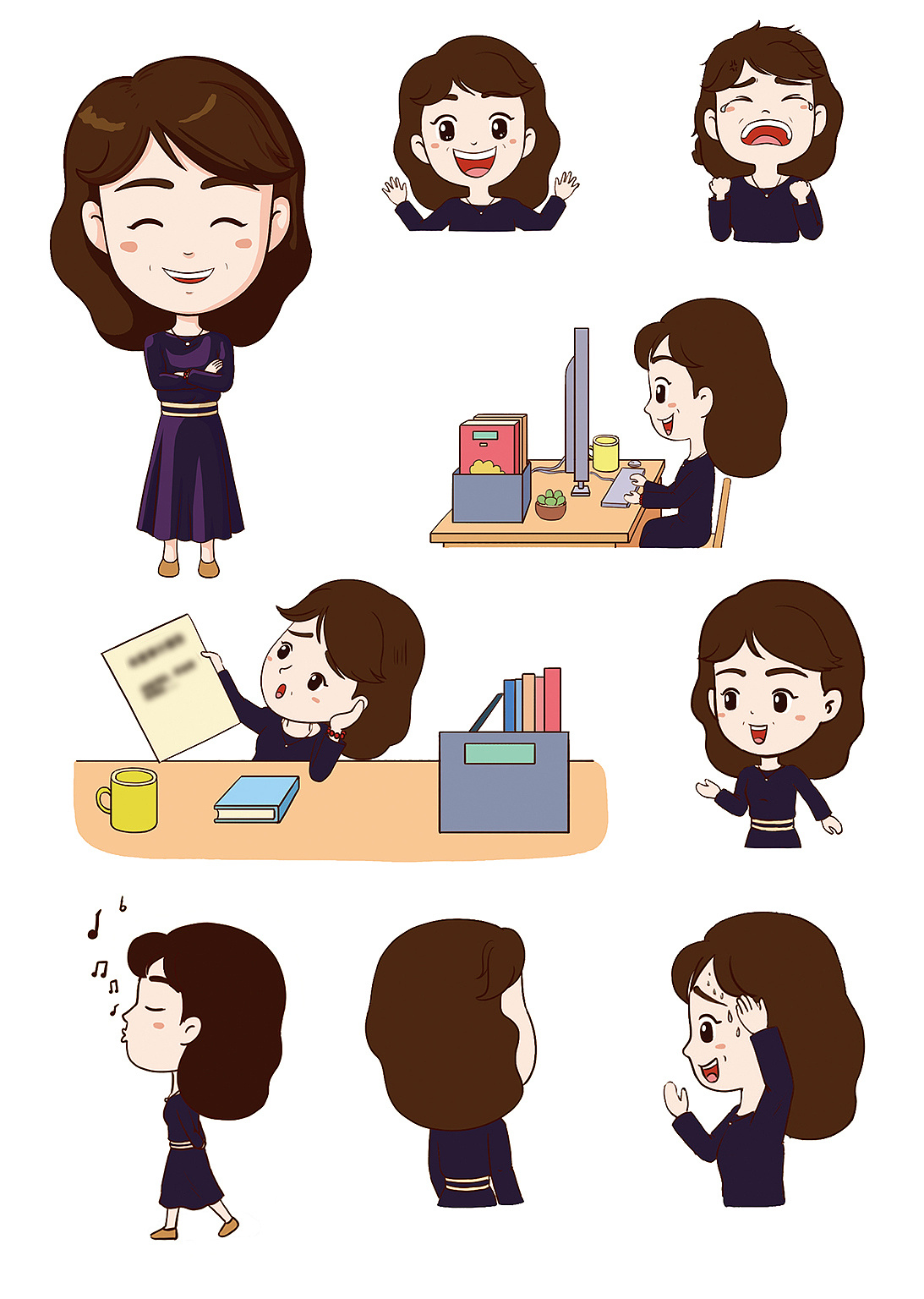 职场管理漫画人物设定|插画|商业插画|碎金绿沙 - 原创作品 - 站酷