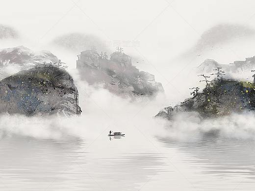 淡雅水墨山水画