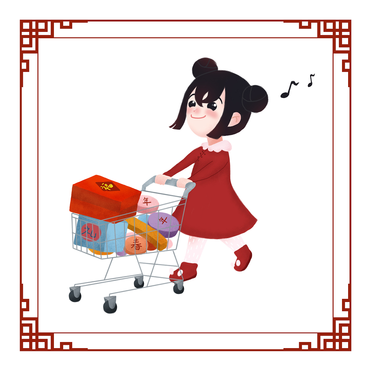 年味萝莉小插画（图ZMTU5NDkzMDky） - 商业插画 - 站酷设计师一Teresa一原创素材 - 站酷ZCOOL