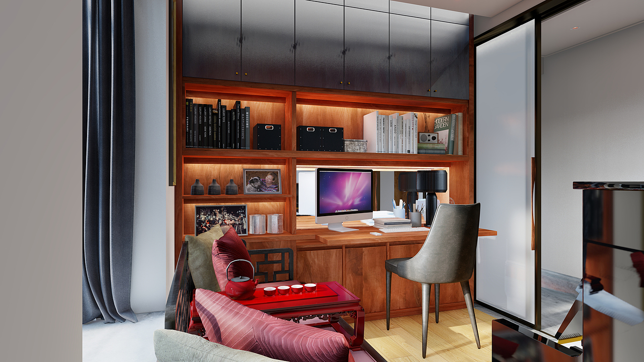 广州三居室民居设计（原创新中式现代实木风）