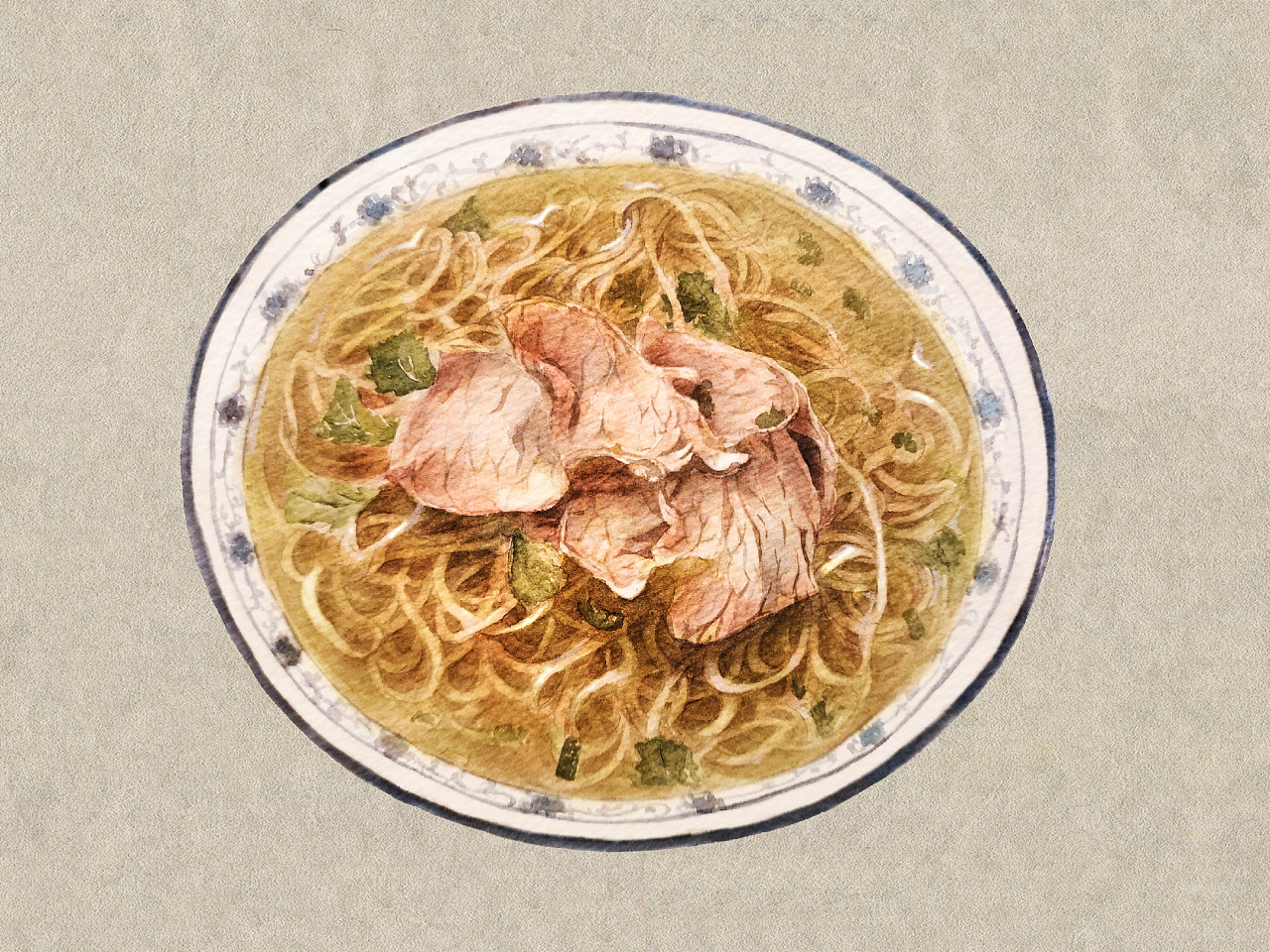 食物插画 牛肉面