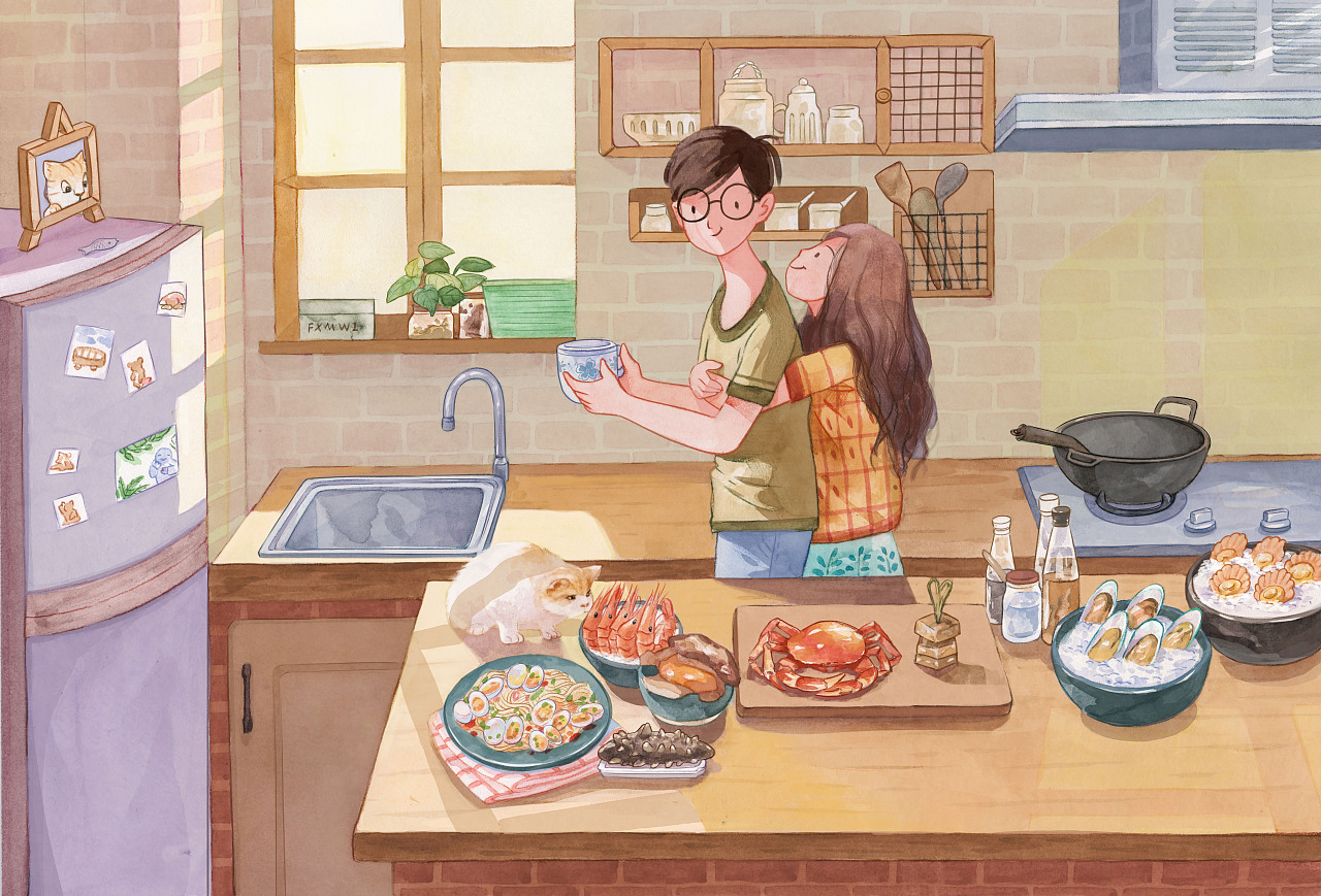夏日厨房（图ZMjE0ODMzNDMy） - 商业插画 - 站酷设计师宅塘原创素材 - 站酷ZCOOL