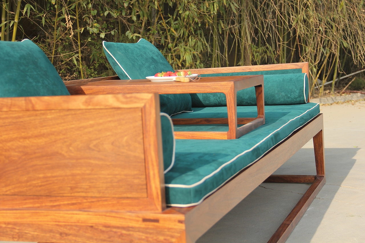 非洲草花梨罗汉床+禅椅三件套（图ZMTQ4NTU4MTk2） - 生活用品 - 站酷设计师lishengkai2013原创素材 - 站酷ZCOOL