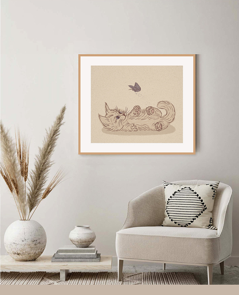 猫咪装饰画线稿