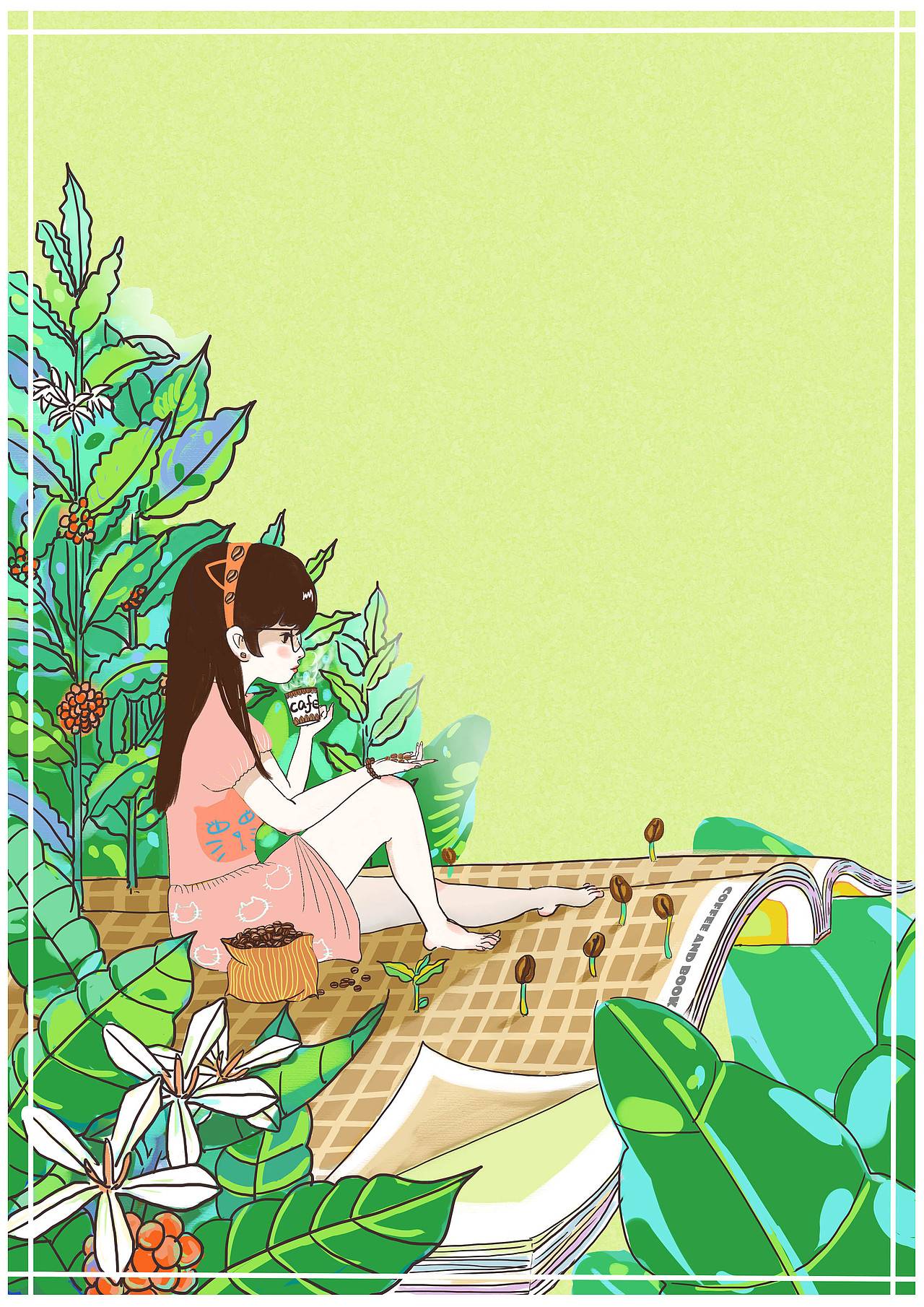 咖啡与书（图ZNDQxNzg2MDg=） - 艺术插画 - 站酷设计师环小画原创素材 - 站酷ZCOOL