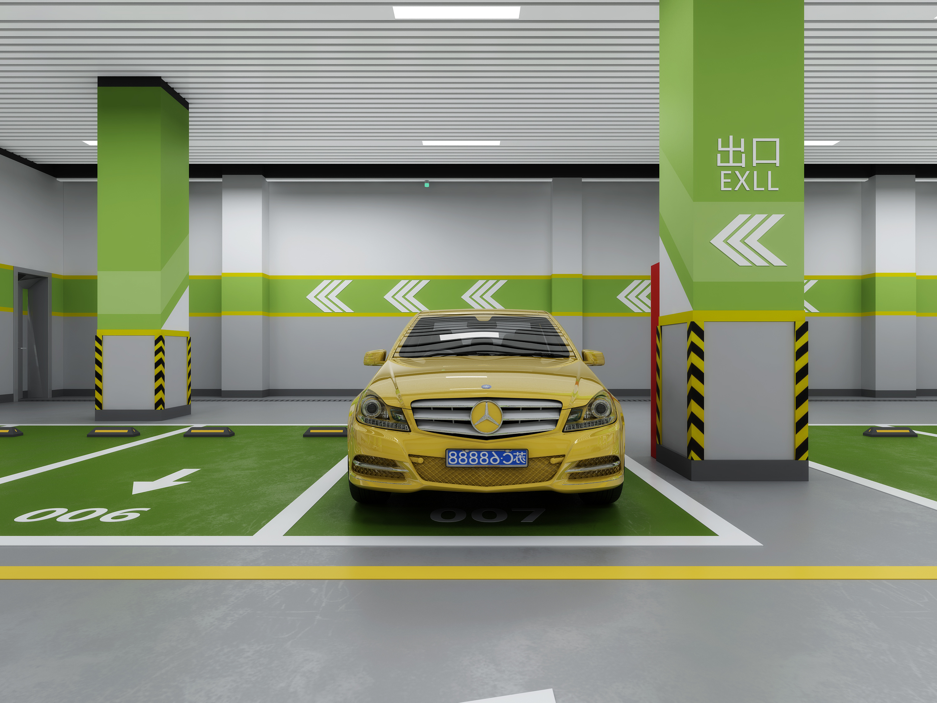 地下停车场车库全景3D效果图设计 CAD效果图设计_CO土木在线
