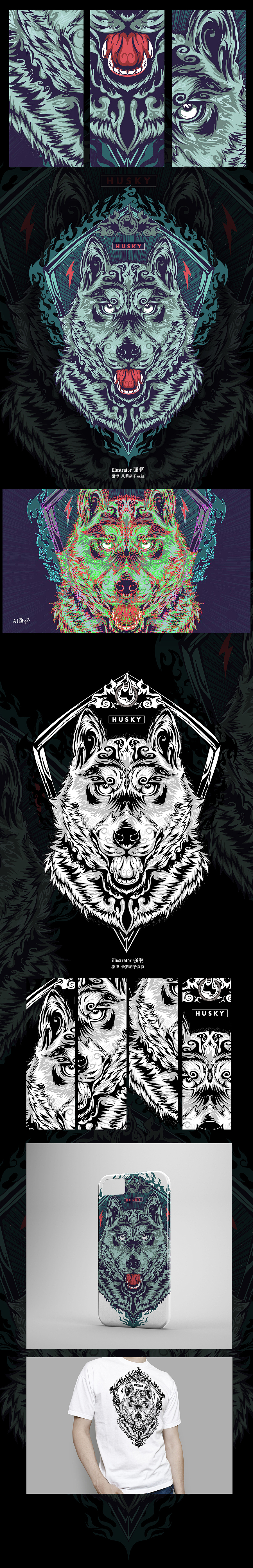 HUSKY 哈士奇矢量潮流插图（图ZODYwOTk0MzI=） - 新锐潮流插画 - 站酷设计师小强ianyin原创素材 - 站酷ZCOOL
