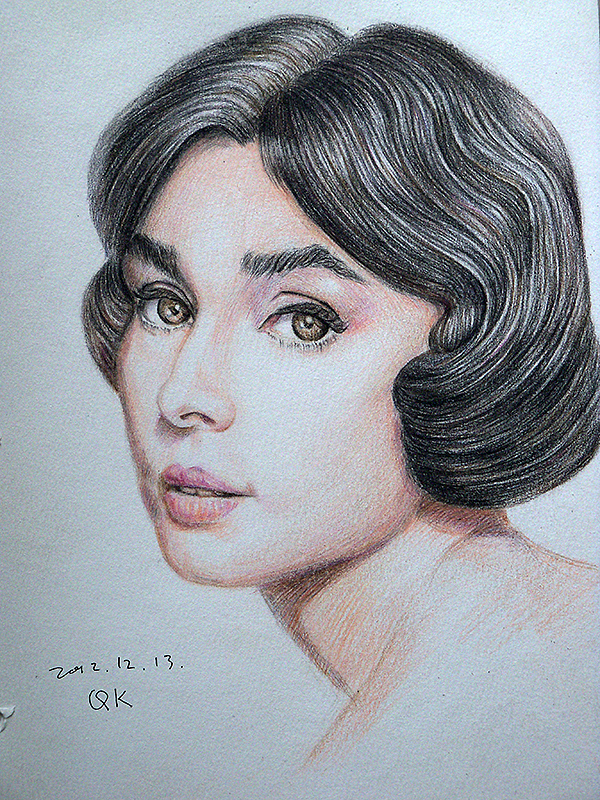 奥黛丽赫本彩铅画