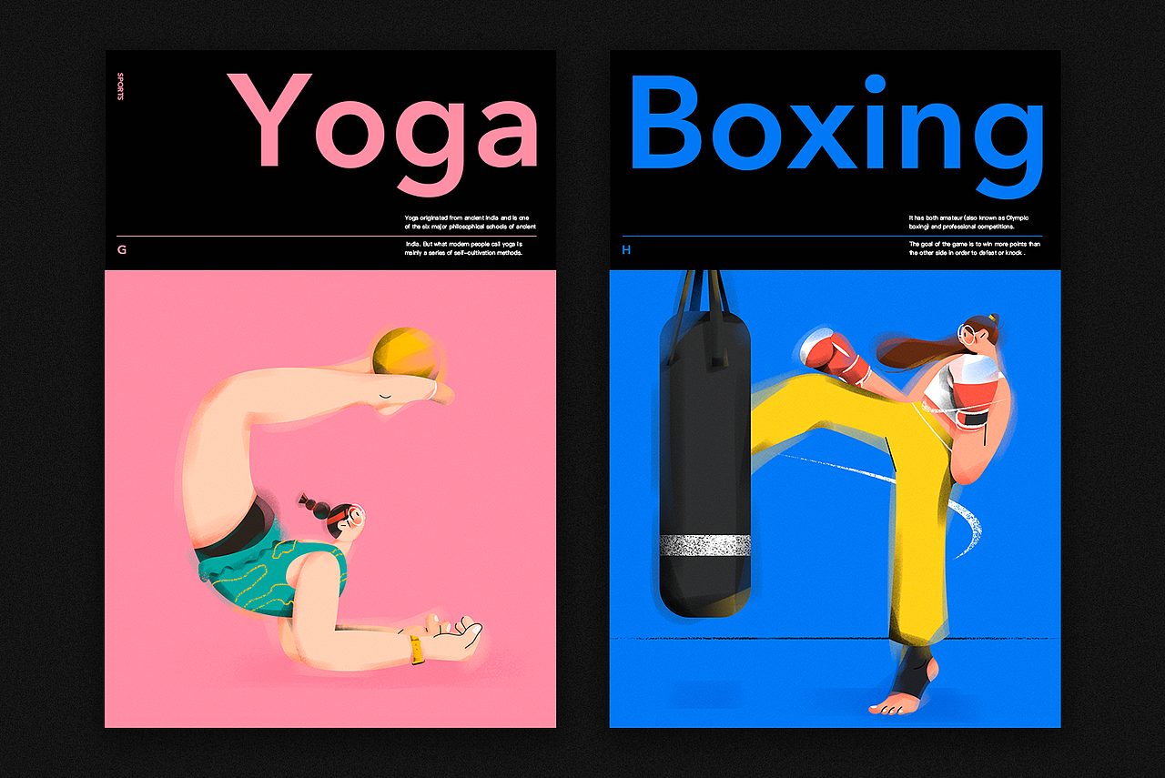 Sports Girl 字母人物插画