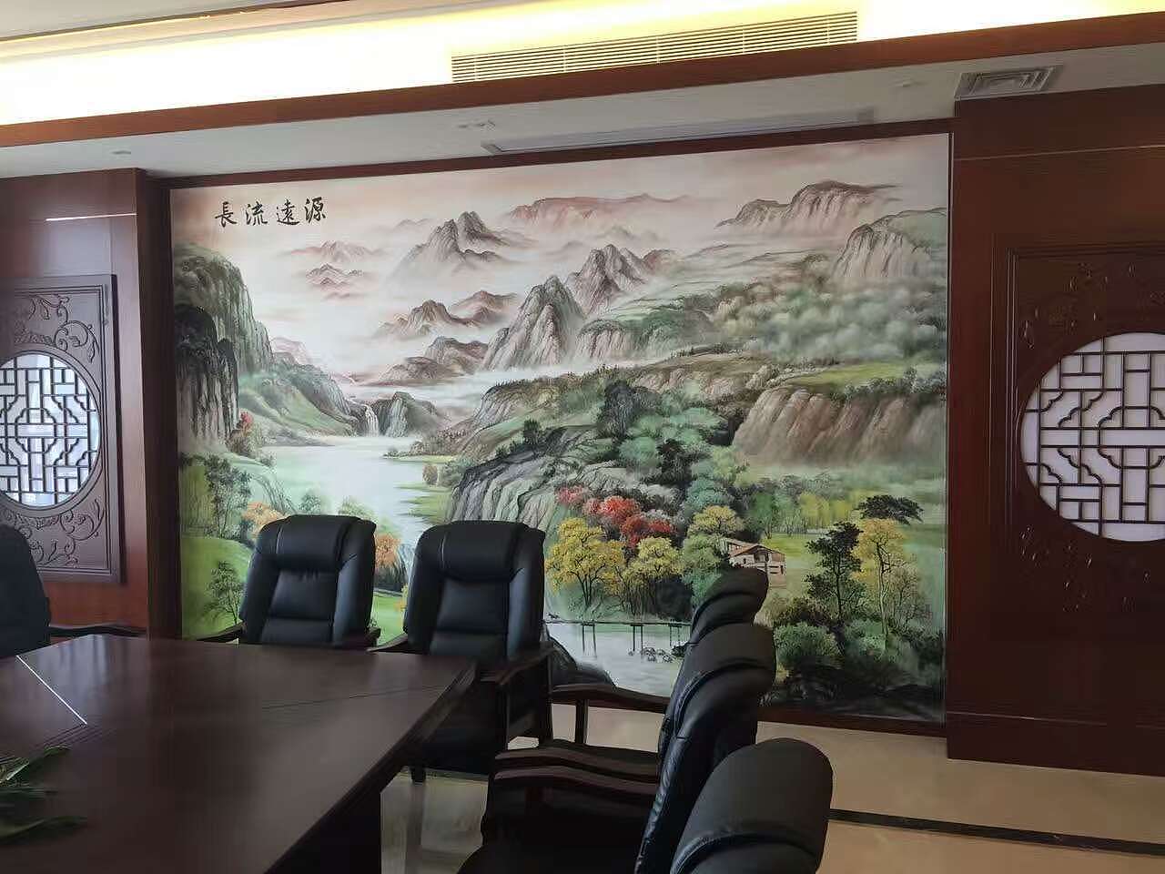 洽谈区 会议室 电视背景墙 高档壁画|纯艺术|绘画|广州墙绘艺术_原创