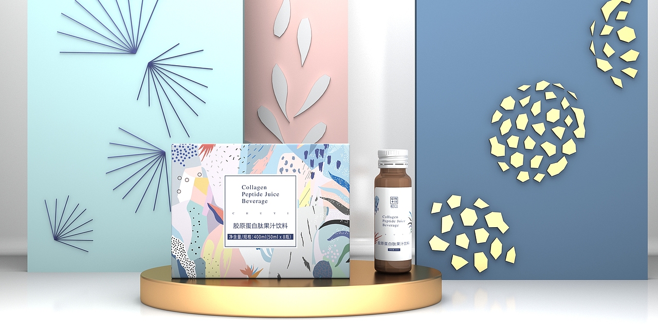 初以胶原蛋白肽果汁饮料大健康产品包装塑型减脂包装